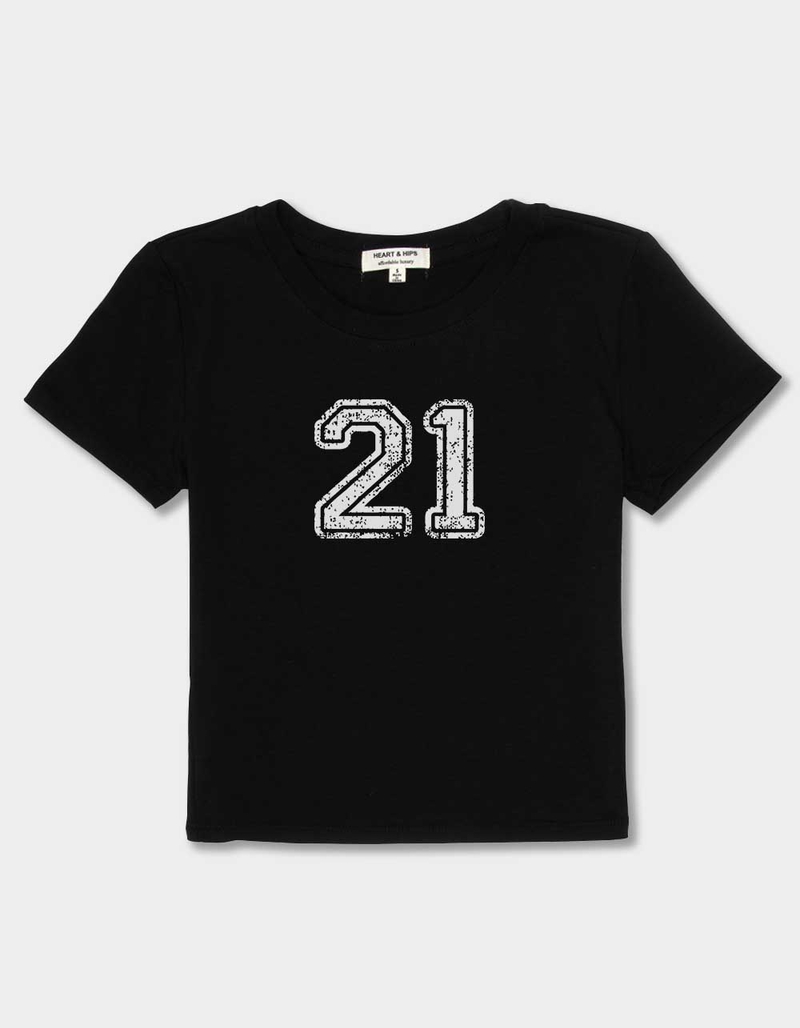 VARSITY 21 Distressed Womens Baby Tee image number 1
