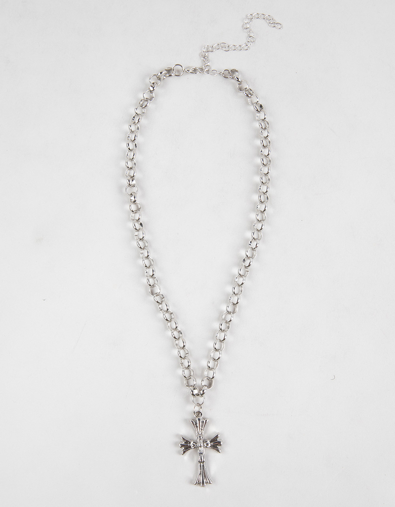 RSQ Cross Pendant Chain Link Necklace image number 0
