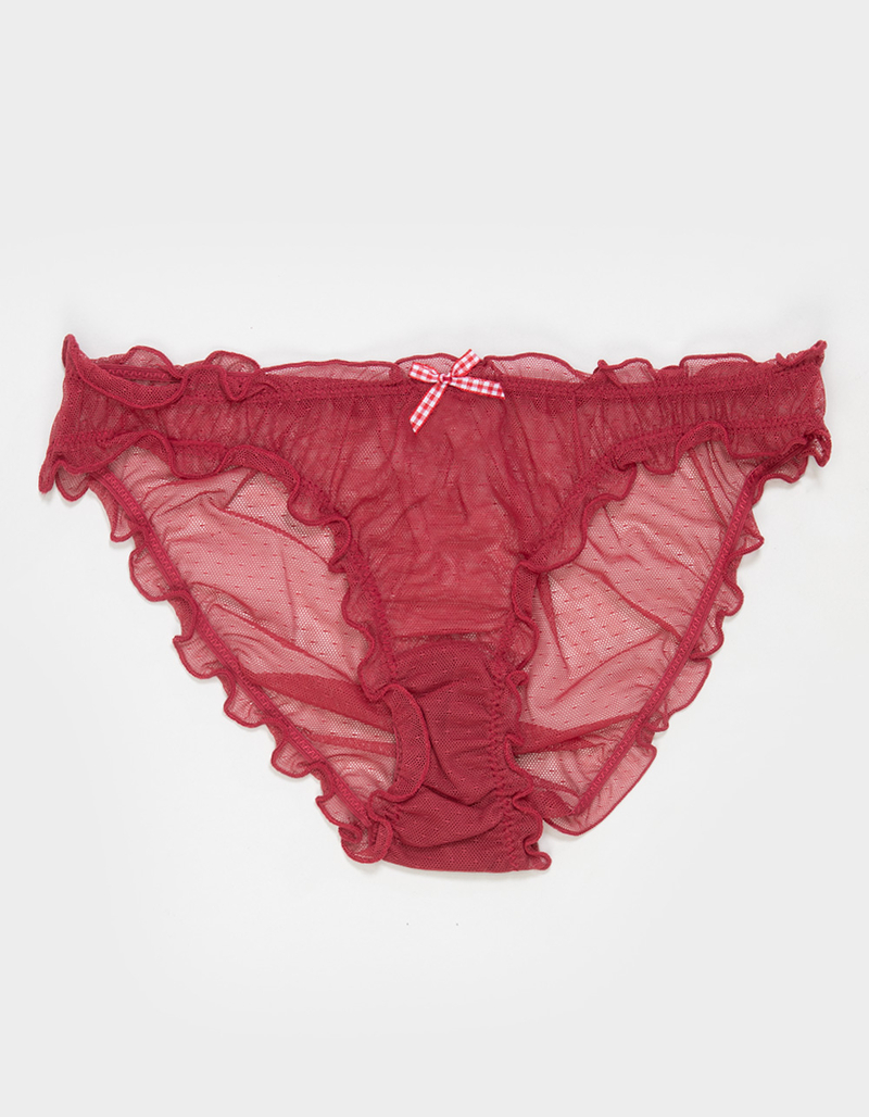 FULL TILT Mesh Dot Gingham Bow Bikini Panties image number 0