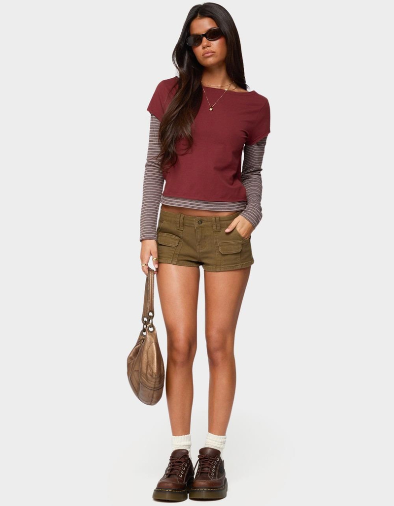 EDIKTED Layered Stripey Long Sleeve Tee image number 4