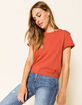 WEST OF MELROSE Roll Through Rust Womens Crop Tee image number 1