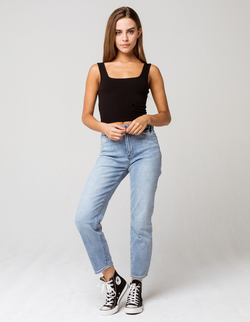 BOZZOLO Square Neck Womens Black Crop Tank Top image number 3