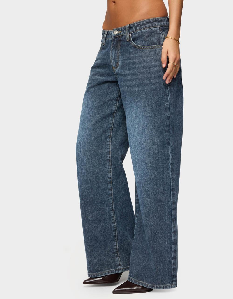 EDIKTED 1980 Leopard Patch Low Rise Baggy Jeans image number 1