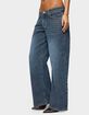 EDIKTED 1980 Leopard Patch Low Rise Baggy Jeans image number 2