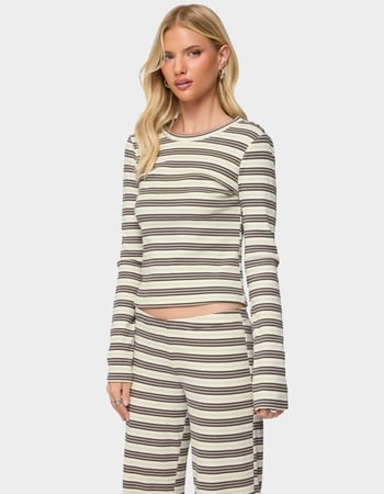 EDIKTED Avalie Striped Ribbed Long Sleeve Tee Alternative Image