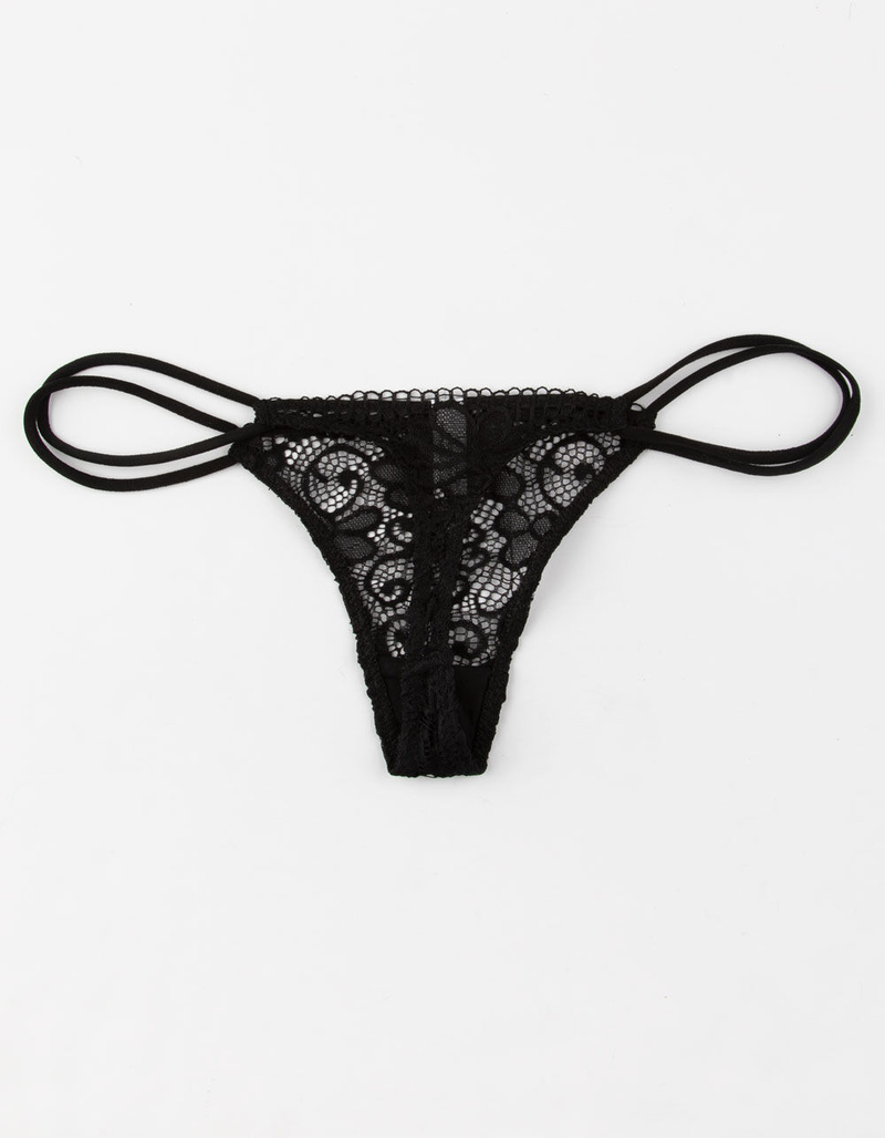 FULL TILT Lace Loop Waist Black Womens Thong image number 1
