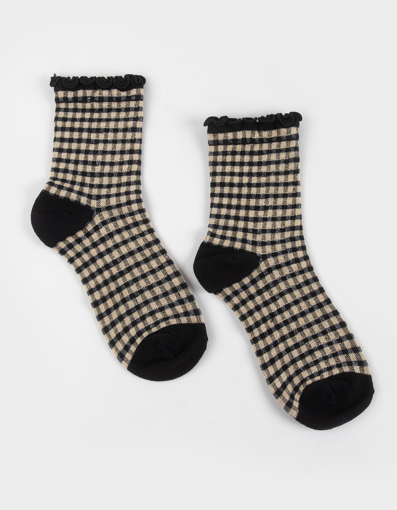 FULL TILT Womens Gingham Ruffle Socks image number 0