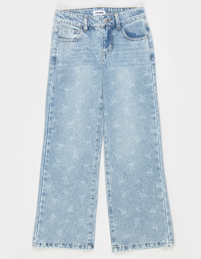 RSQ Girls Low Rise Mini Bow Wide Leg Jeans image number 1