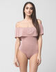 FULL TILT Off The Shoulder Flounce Womens Bodysuit image number 1