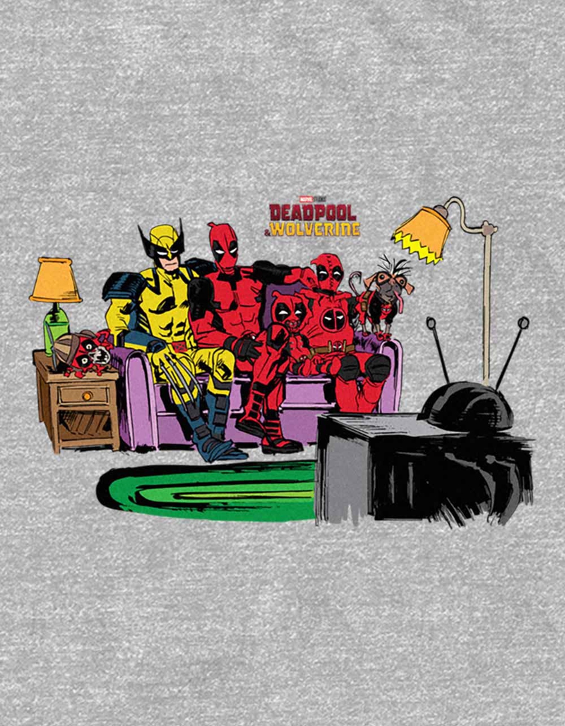 DEADPOOL & WOLVERINE Watching TV Unisex Tee HEATHER GRAY Tillys