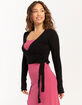 RSQ Womens Pointelle Rib Wrap Top image number 3