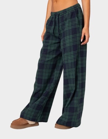 EDIKTED Lounge Around Plaid Wide Leg Pants Alternative Image