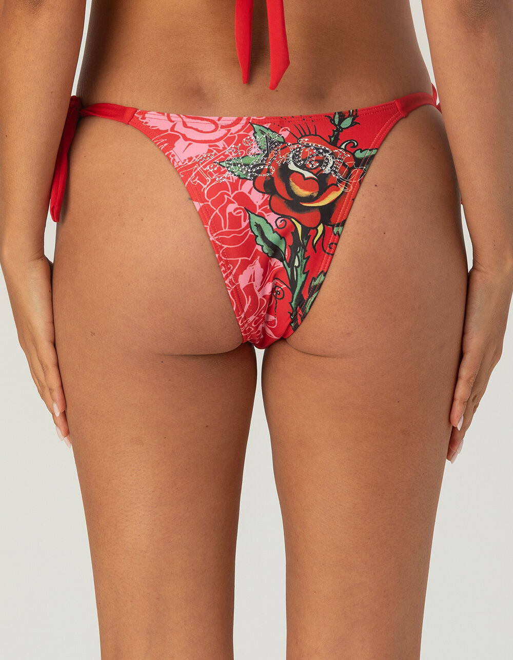 ED HARDY Link Tie Side Cheeky Bikini Bottoms - RED - M | Tillys