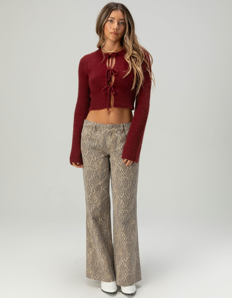 WEST OF MELROSE Fuzzy Tie Front Womens Cardigan image number 1