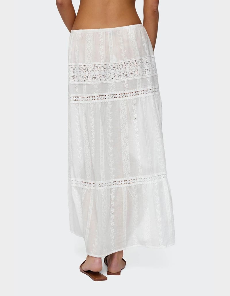 EDIKTED Embroidered Cotton Lace Slitted Maxi Skirt image number 4