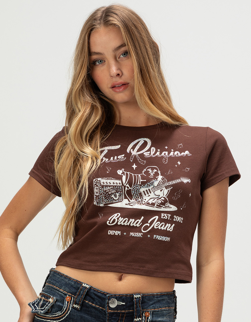 TRUE RELIGION Crystal Buddha Womens Baby Tee image number 0