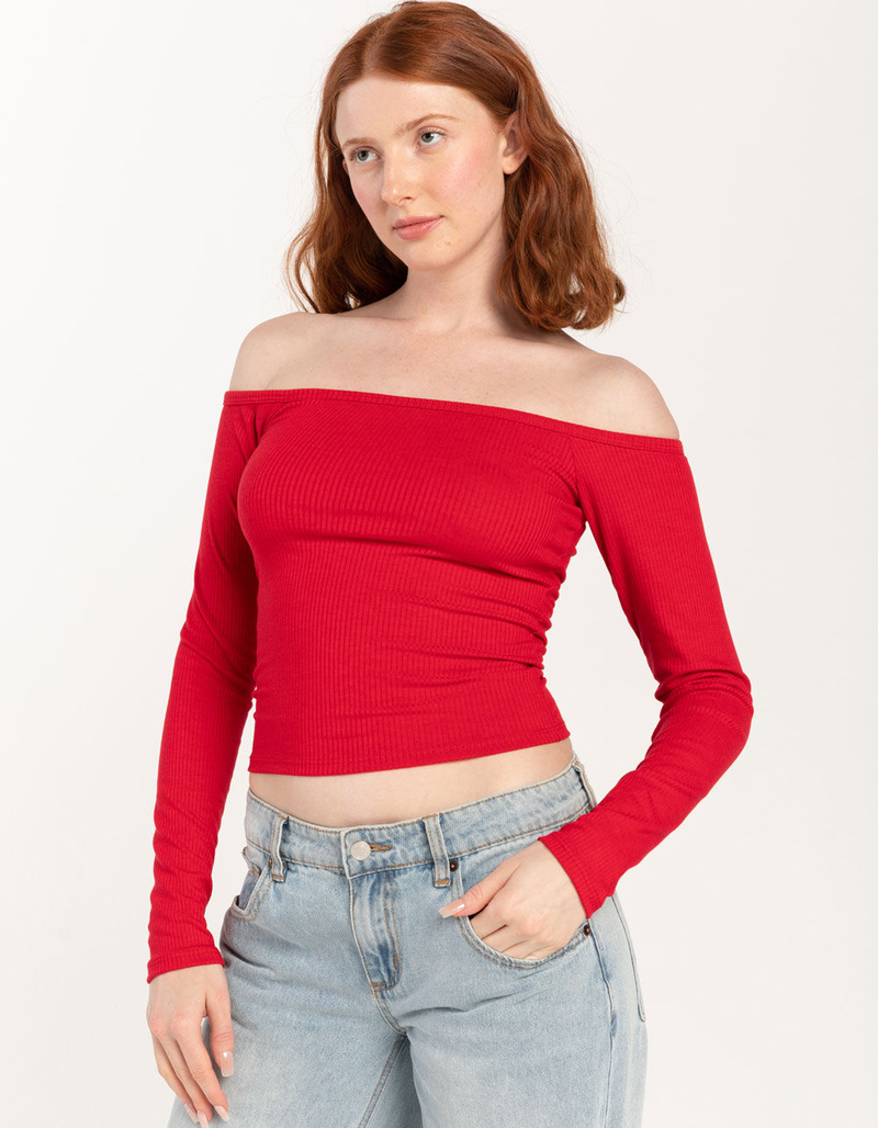 RSQ Womens Off Shoulder Long Sleeve Top image number 1