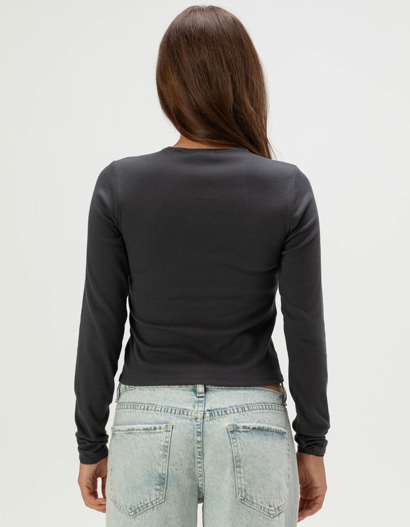 FULL TILT Rhinestone Wing Womens Long Sleeve Top image number 3