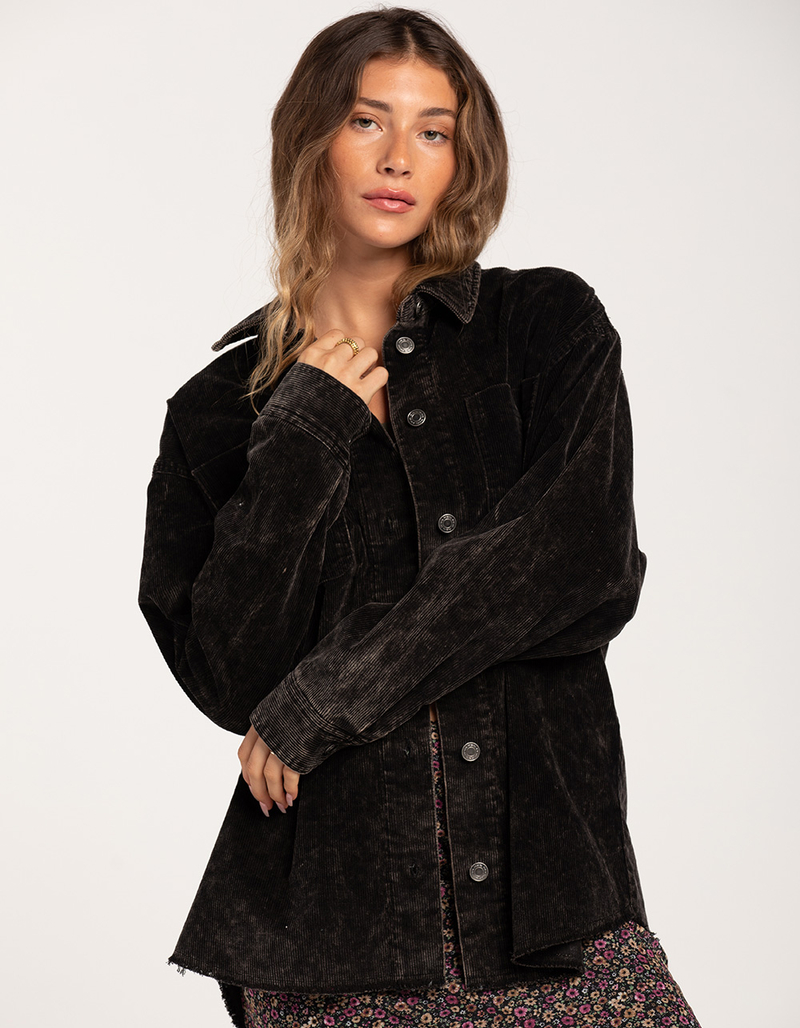 RSQ Womens Washed Raw Edge Corduroy Shacket image number 0