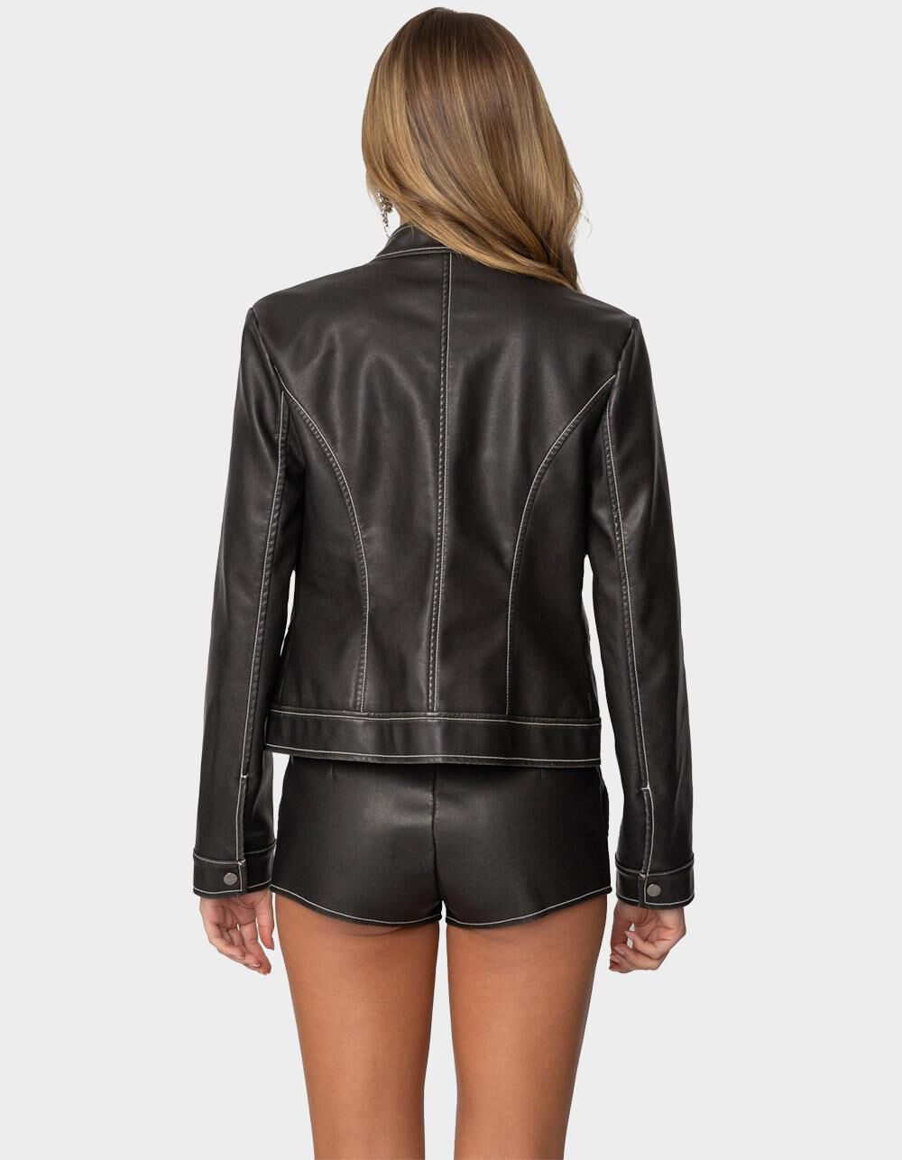 EDIKTED Roxie Faux Leather Jacket - GRAY | Tillys