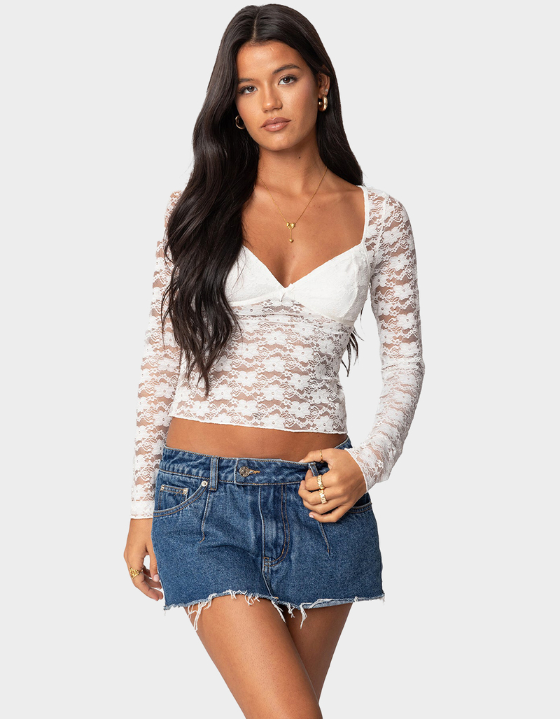 EDIKTED Mykonos Sheer Lace Top image number 0