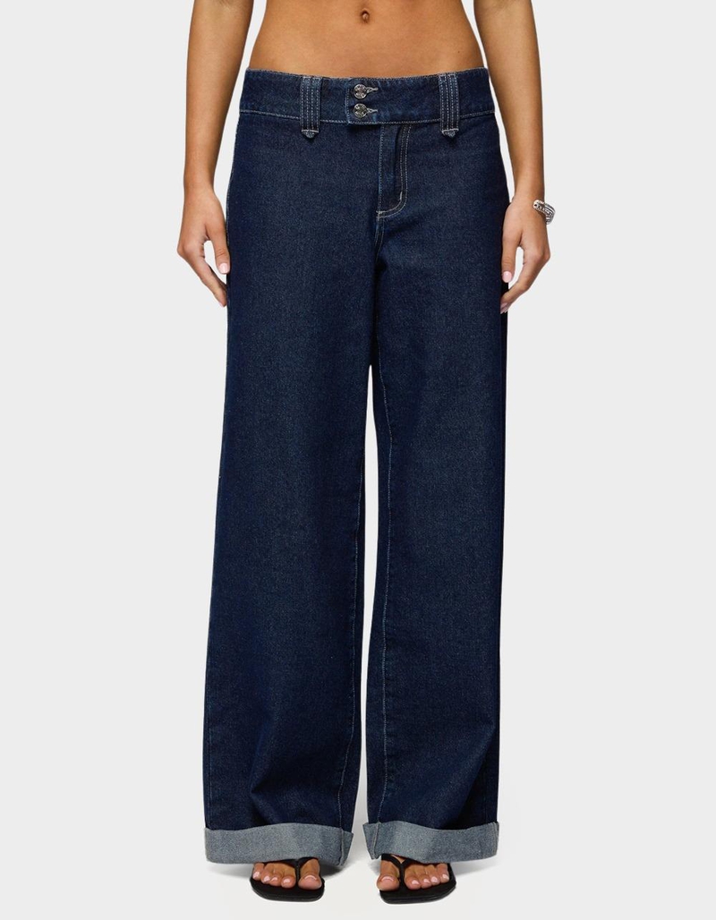 EDIKTED Cuffed Low Rise Straight Leg Jeans image number 0