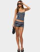 EDIKTED Lorenza Striped Fold Over Shorts image number 5