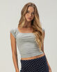 HEART & HIPS Womens Bubble Cap Sleeve Top image number 1