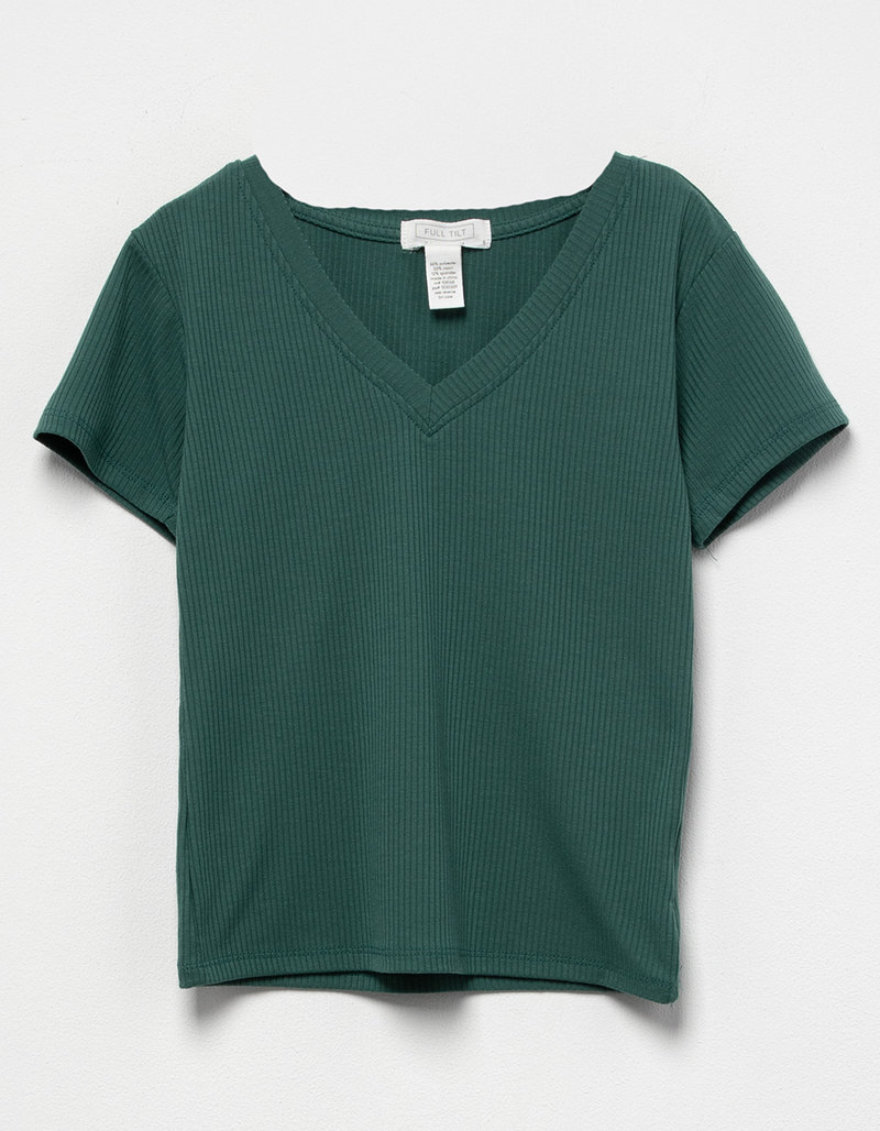 FULL TILT Essentials Girls V Neck Rib Tee image number 0
