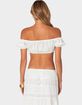 EDIKTED Skye Off Shoulder Eyelet Crop Top image number 5