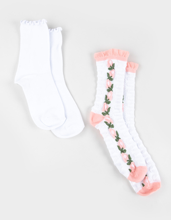 FULL TILT 2 Pack Floral Ruffle Socks Primary Image