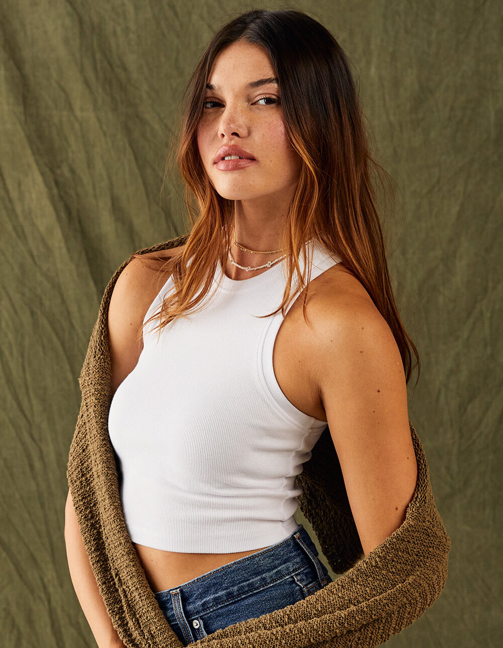 トップス 05AW THE HIGH STREETS U-Neck Tank top The Workshop Ruched Square Neck Tank Top - Women's Tank Tops