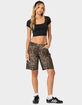 EDIKTED Leopard Low Rise Denim Bermuda Shorts image number 3