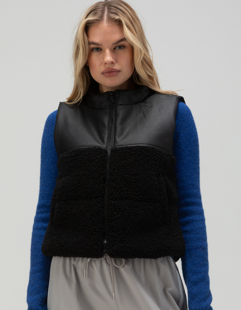 RSQ Womens Faux Leather Sherpa Vest image number 0