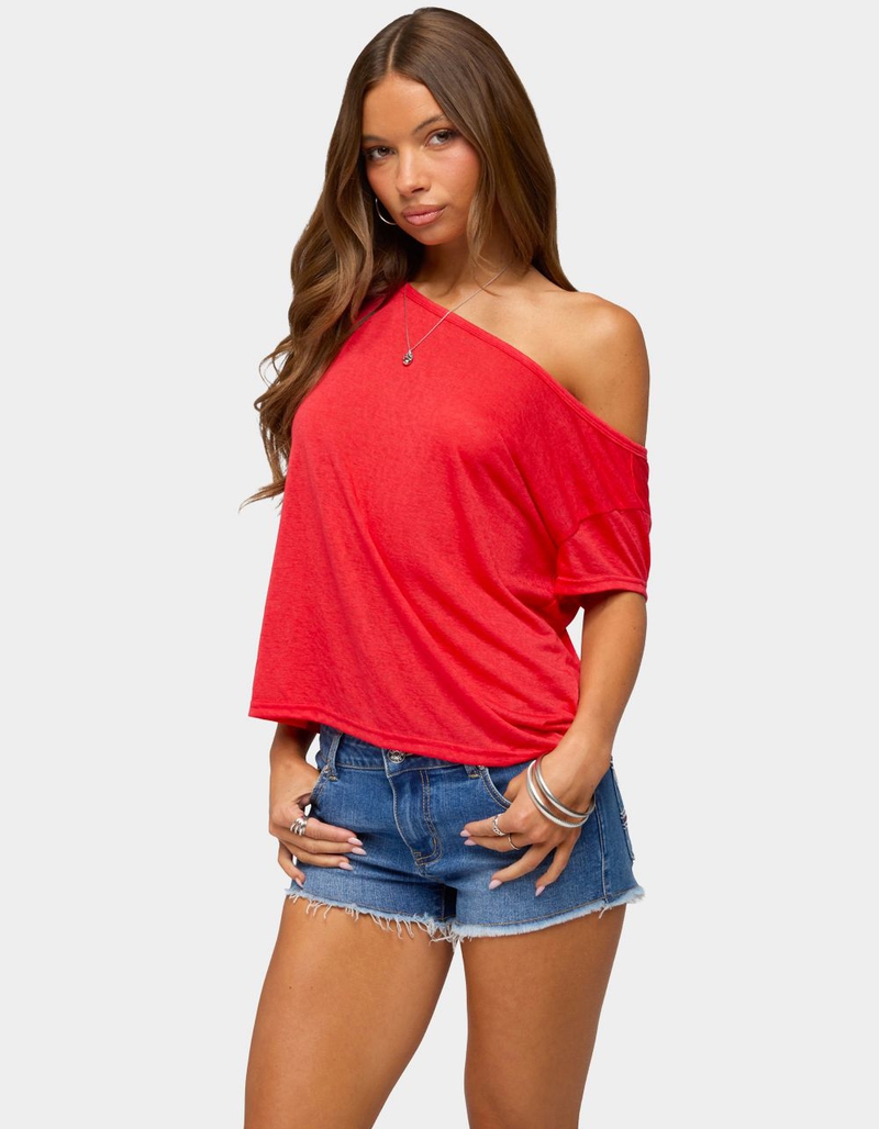 EDIKTED Amora Off Shoulder Sheer Top image number 1