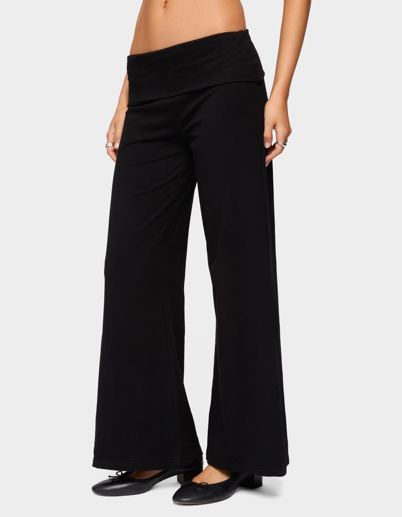 EDIKTED Petite Wide Leg Fold Over Pants image number 1