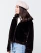 KNOW ONE CARES Fur Zip Womens Black Jacket image number 2