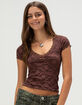 FULL TILT Texture Womens V-Neck Top image number 2