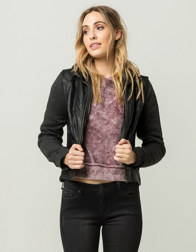 WHITE FAWN Layered Womens Faux Leather Jacket image number 0