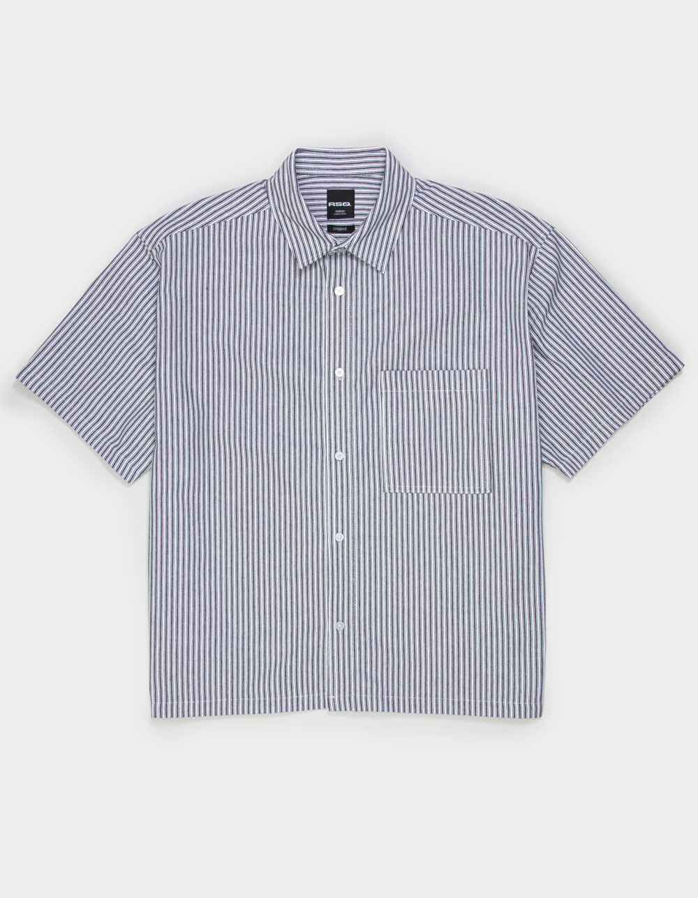 RSQ Mens Cropped Stripe Button Up Shirt - BLACK/WHITE | Tillys