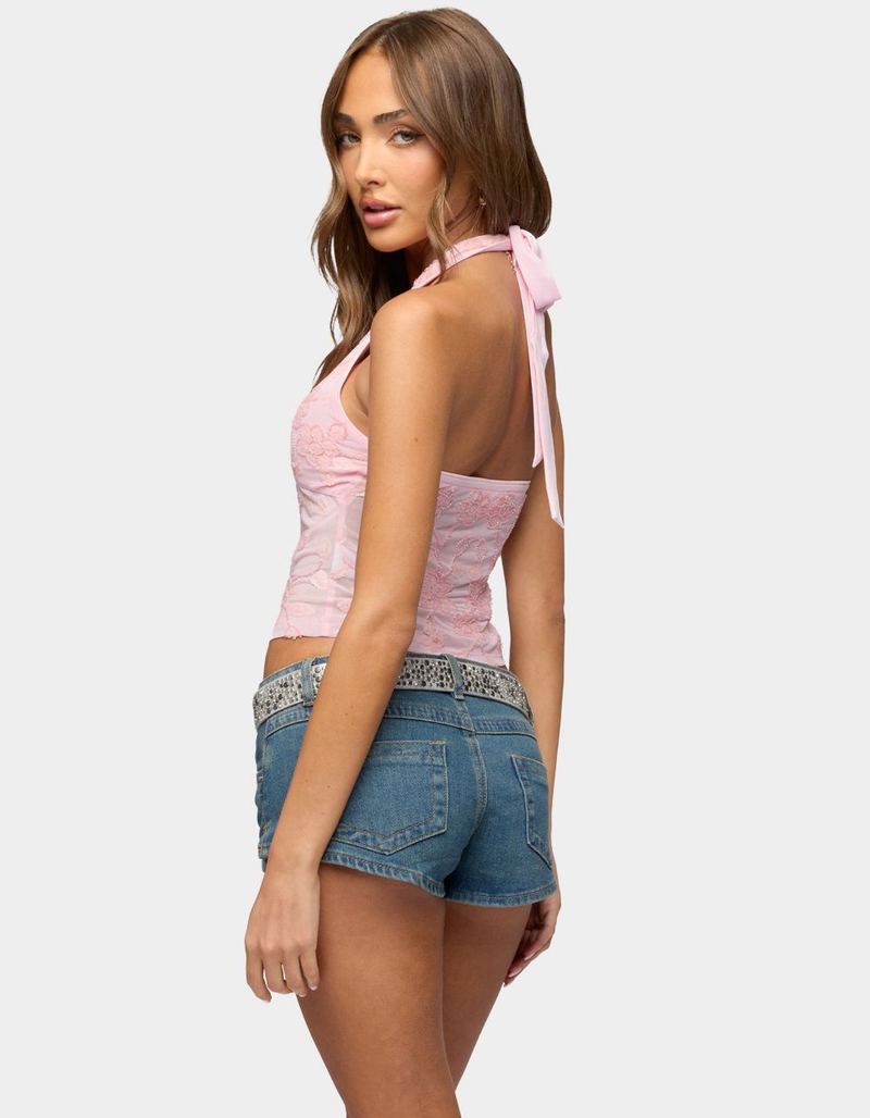 EDIKTED Bead & Sequin Sheer Mesh Halter Top image number 2