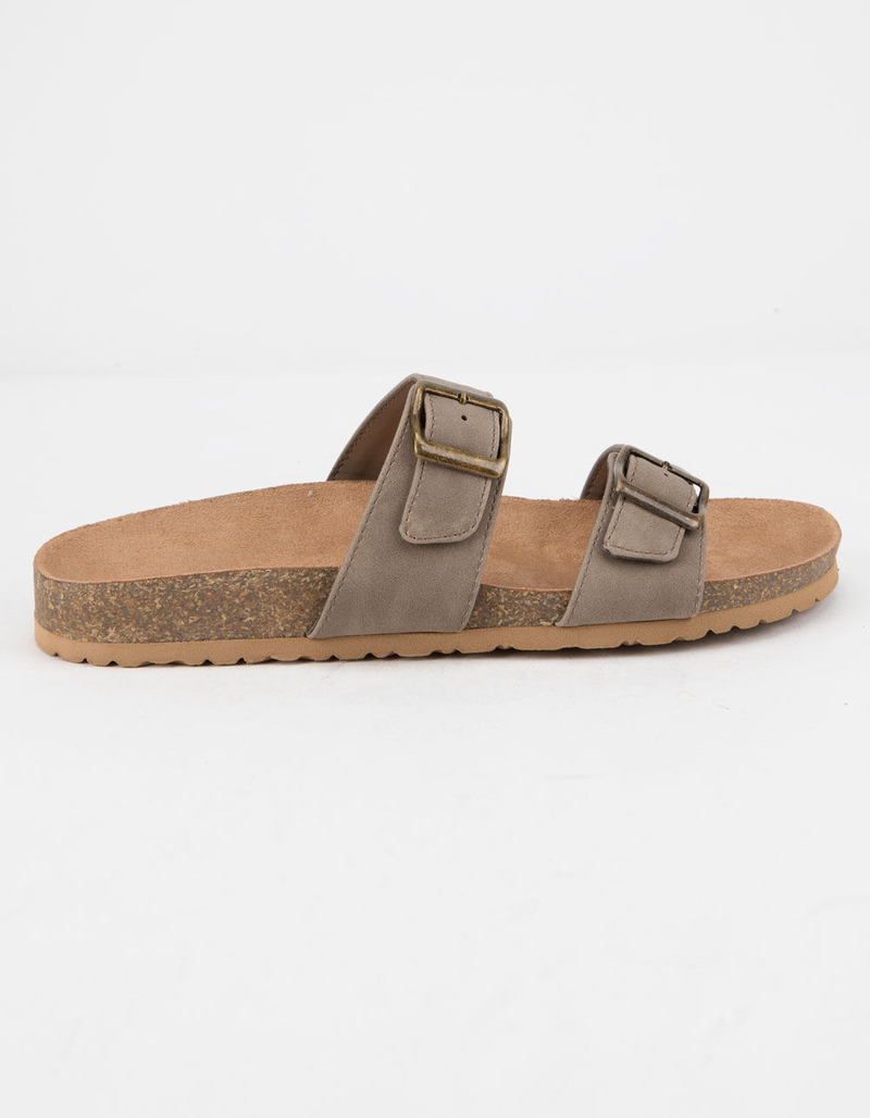 SODA Double Buckle Taupe Womens Slide Sandals image number 2