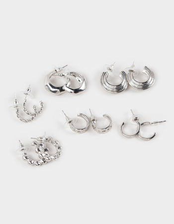 FULL TILT 6 Pack Textured Multi Hoop Earrings Primary Image