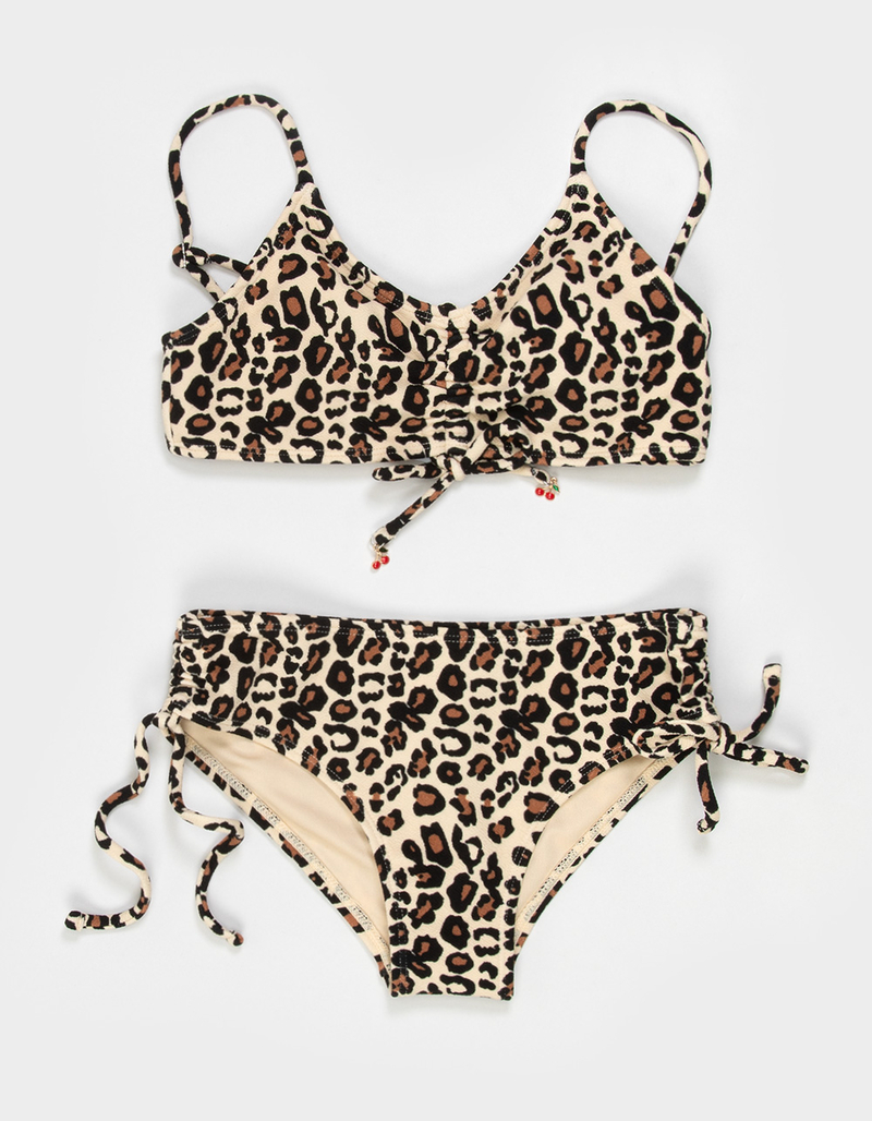 FULL TILT Leopard Girls Bralette Bikini Set image number 0