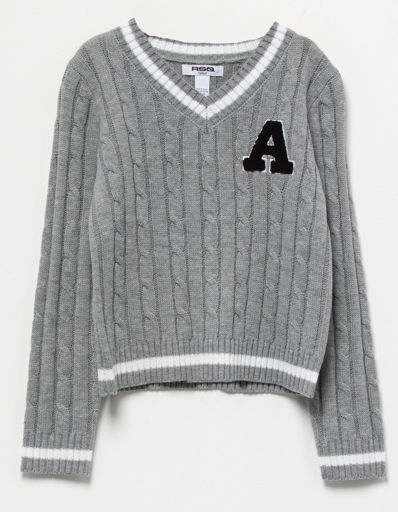 RSQ Girls Cable Varsity Pullover Sweater image number 1