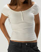 FULL TILT Womens Off The Shoulder Henley Top image number 5