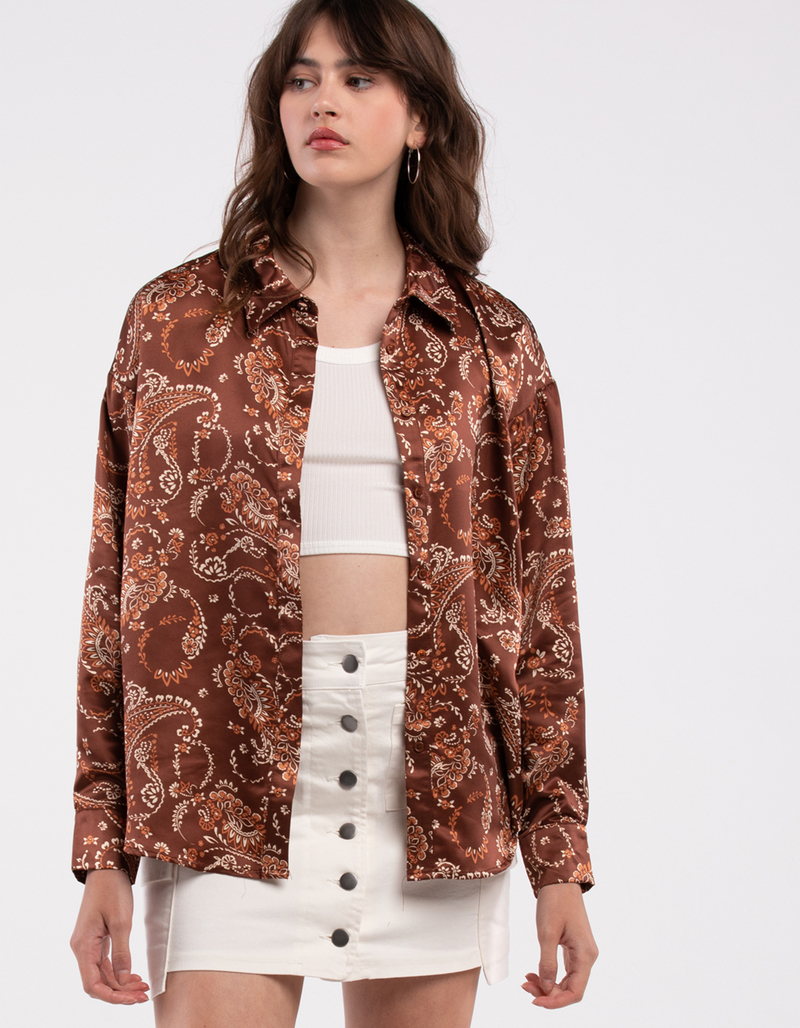 WEST OF MELROSE Womens Paisley Button Down Shirt image number 0