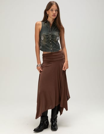 WEST OF MELROSE Womens Rhinestone Denim Vest Alternative Image