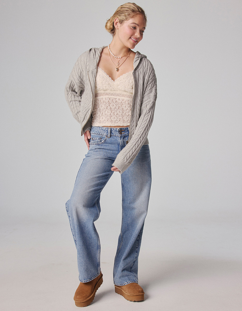 RSQ Womens Cable Knit Zip-Up Sweater image number 6