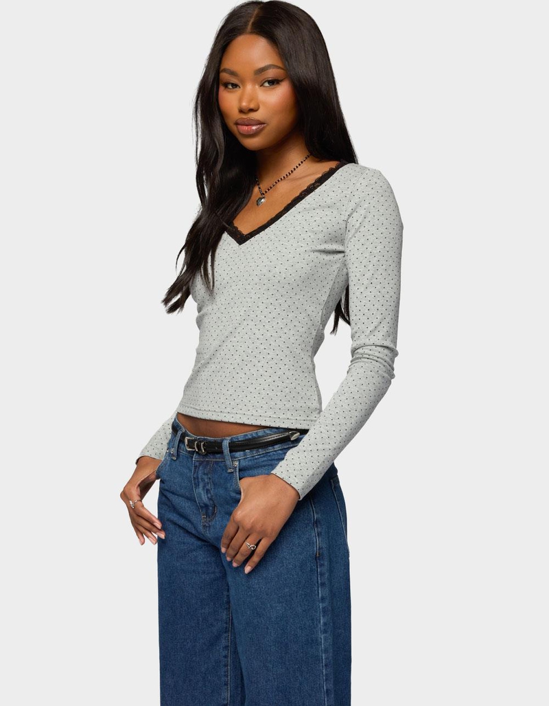 EDIKTED Morah Lacey Polka Dot Top image number 1